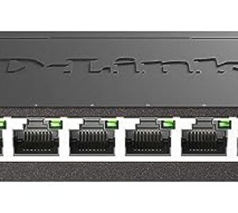 D-Link Ethernet Switch, 8 Port Gigabit Unmanaged Metal Fanless Desktop or Wall Mount Desig