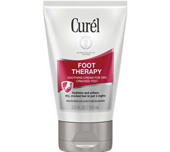 Curel Foot Therapy Cream, 3.5 oz Soothing Lotion for Dry Cracked Feet, Quick Absorbing, wi