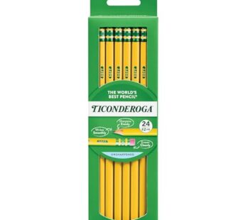 Ticonderoga Wood-Cased Pencils, Unsharpened, 2 HB Soft, Yellow, 24 Count
