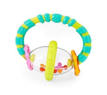 Bright Starts Grab & Spin Baby Rattle & BPA-Free Teether Toy, Ages 3 Months+