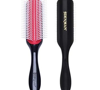 Denman Curly Hair Brush D4 (Black & Red) 9 Row Styling Brush for Styling, Smoothing Longer