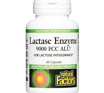 Natural Factors, Lactase Enzyme, Digestive Aid For Lactose and Dairy Intolerance, 60 Capsu