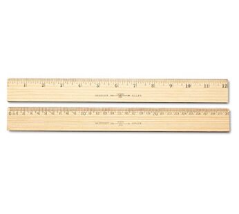 Westcott Wood Ruler Measuring Metric and 1/16 ” Scale With Single Metal Edge, 30 cm (10375