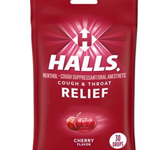 HALLS Relief Cherry Cough Drops, 30 Drops