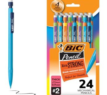 BIC Xtra-Strong Thick Lead Mechanical Pencil, With Colorful Barrel Thick Point (0.9mm), 24