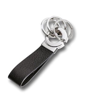 TROIKA Key-Click ? KR8-02/LE ? Keyring with Practical”Click-Lock” ? 3 Metal Rings ? Leathe