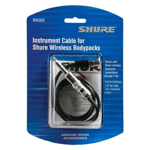 Shure WA302 2' Instrument Cable, 4-Pin Mini Connector (TA4F) to 1/4" Connector - Image 3