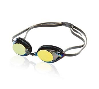 Speedo Unisex-Adult Swim Goggles Mirrored Vanquisher 2.0, Black/Gold