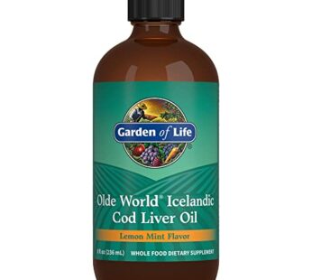 Garden of Life Olde World Icelandic Cod Liver Oil Liquid – Lemon Mint Flavor – 1,000mg Ome