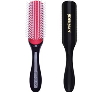Denman Curly Hair Brush D3 (Black & Red) 7 Row Styling Brush for Detangling, Separating, S
