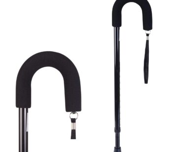 DMI Deluxe Adjustable Cane with Comfort Grip Handle and Strap, Black