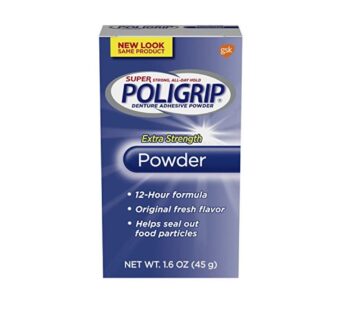 Super Poligrip Extra Strength Denture and Partials Adhesive Powder, 1.6 ounce