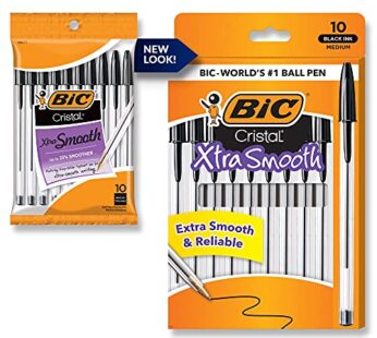 BIC Cristal Xtra Smooth Ballpoint Pen, Medium Point (1.0mm), Black, For Everyday Writing A