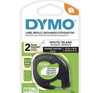 DYMO(R) LT 10697 Black-On-White Tape, 0.5in. x 13ft., 10697