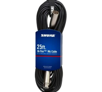 Shure C25J 25-foot Hi-Flex Cable with Chrome XLR Connectors, Black