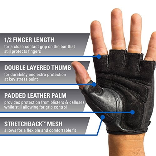 Harbinger Power Non-Wristwrap Workout Weightlifting Gloves with StretchBack Mesh and Leath - Image 3