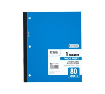 Mead Single Subject Wireless Notebook, Wide Ruled (05222) – Pack of 1