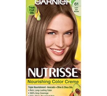 Garnier Nutrisse Nourishing Hair Color Creme, 61 Light Ash Brown (Mochaccino) (Packaging M