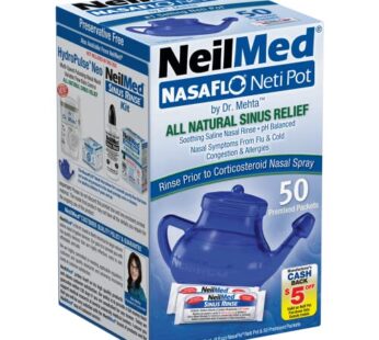 NeilMed NasaFlo Unbreakable Neti Pot with 50 Premixed Packets