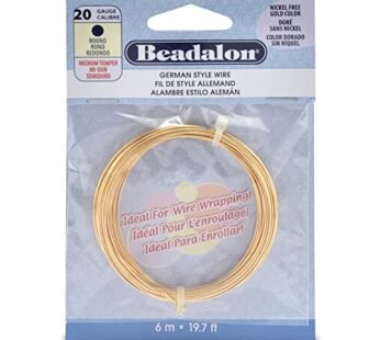 Beadalon German Style Wire for Jewelry Making, Round, Gold Color, 20 Gauge, 19.7 m