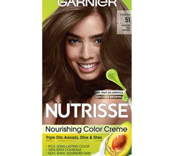 Garnier Nutrisse Nourishing Hair Color Creme, 51 Medium Ash Brown (Cool Tea) (Packaging Ma