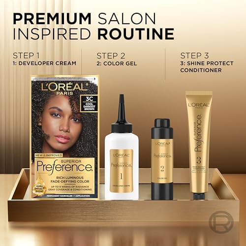 L'Oreal Paris Superior Preference Fade-Defying + Shine Permanent Hair Color, 5A Medium Ash - Image 4