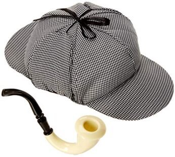Loftus International Detective Sherlock Hat & Pipe 2pc Accessory Kit Grey One Size Novelty