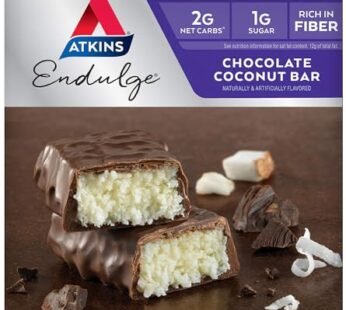 Atkins Endulge Chocolate Coconut Bar, Dessert Favorite, High in Fiber, 1g Sugar, 5 Count