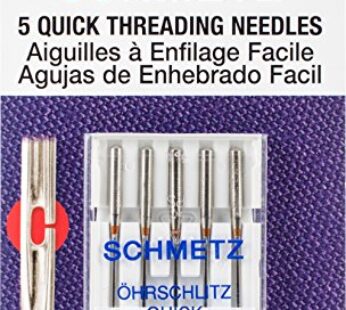 Euro-Notions Quick Self Threading Machine Needles, Size 12/80, 5/pkg,Silver