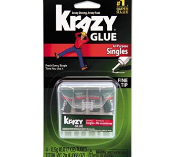 Krazy Glue, All Purpose Super Glue, Fine Tip, Singles (0.5g), 4 Count