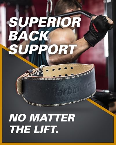 Harbinger Padded Leather Contoured Weightlifting Belt - 4" or 6? Width - Interior Suede Li - Image 7