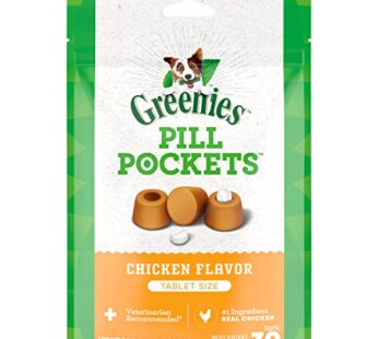 Greenies Pill Pockets for Dogs Tablet Size Natural Soft Dog Treats, Chicken Flavor, 3.2 oz