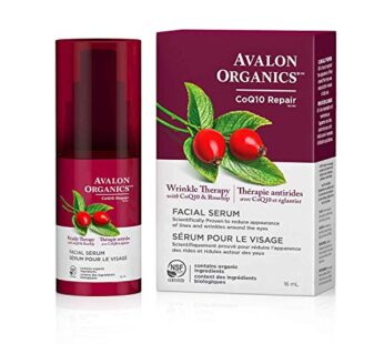 Avalon Organics Facial Serum, Wrinkle Therapy with CoQ10 & Rosehip, 0.55 Oz