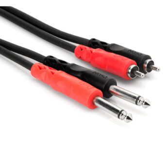 Hosa CPR-202 Dual 1/4″ TS to Dual RCA Stereo Interconnect Cable, 2 Meters, 6.6 Feet, Black