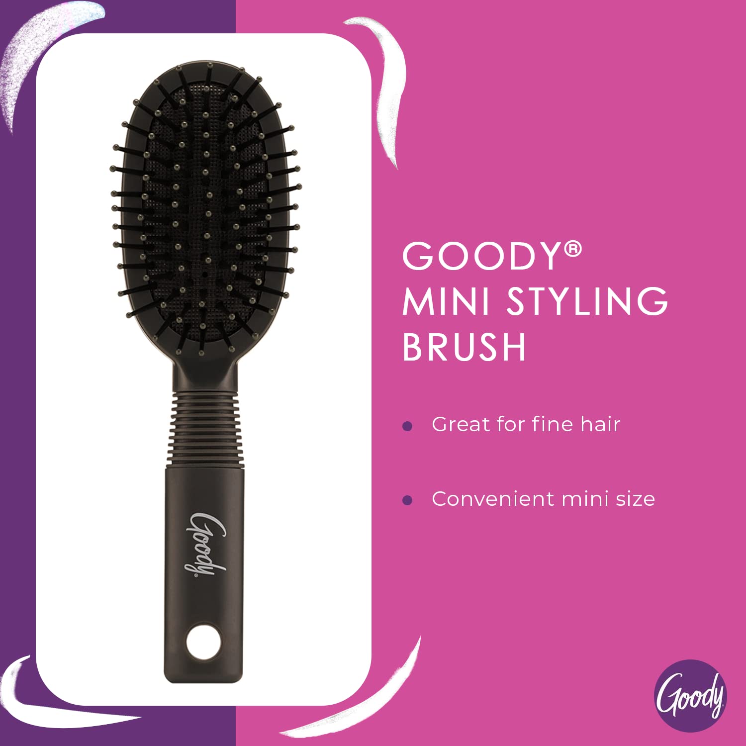 Goody Mini Cushion Hair Brush - Oval Travel Hairbrush for All Hair Types, Tangles Knots Wi - Image 2