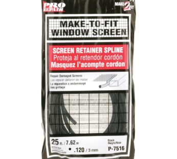 Prime-Line P 7516 0.120 In. x 25 foot, Black Spline (1 Roll)