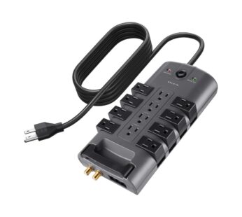 Belkin Surge Protector Power Strip w/ 8 Rotating & 4 Standard Outlets – 8ft Sturdy Extensi