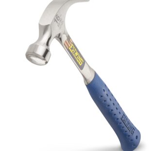 ESTWING Hammer – 16 oz Curved Claw with Smooth Face & Shock Reduction Grip – E3-16C,Silver