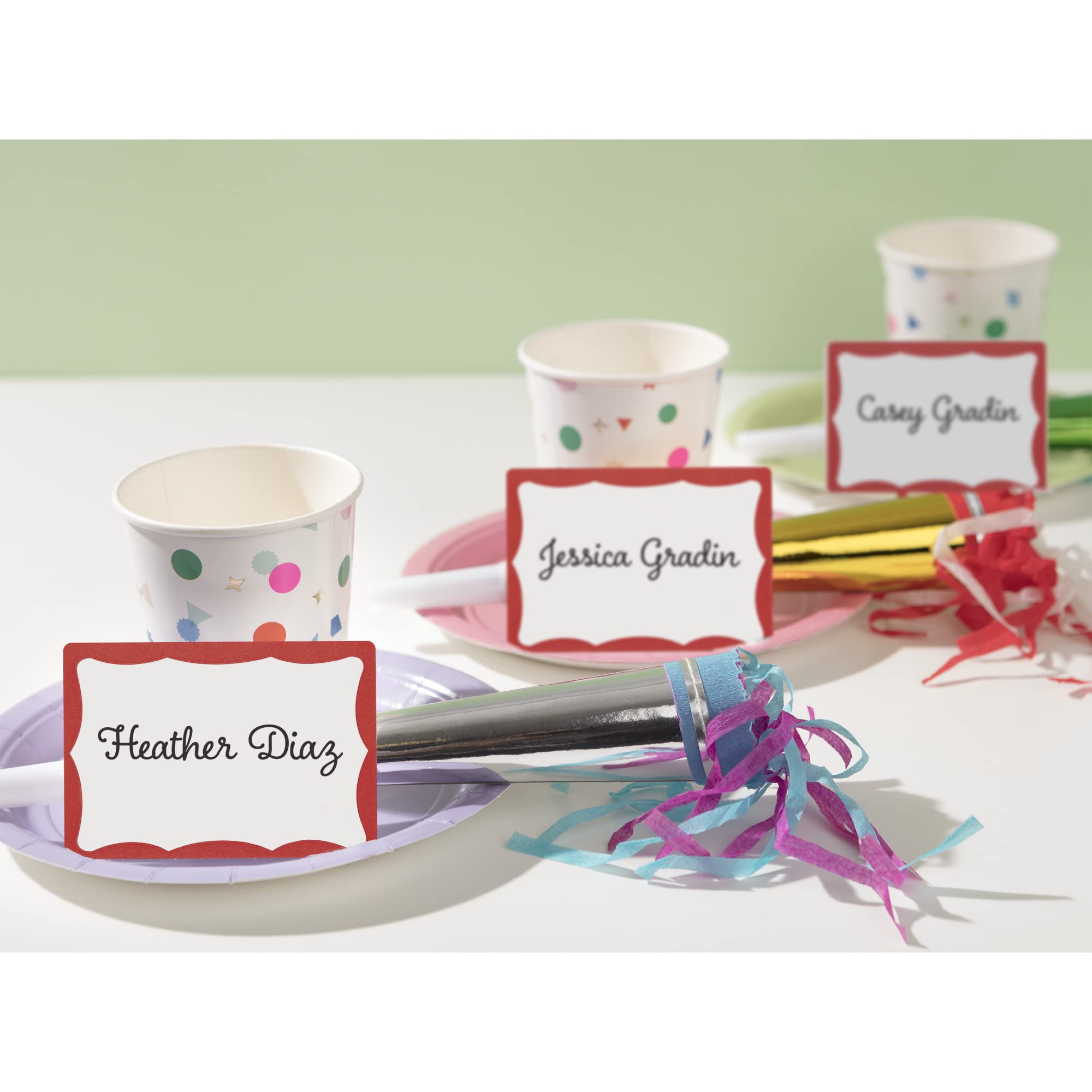 Avery Customizable Name Tags, 2-1/3" x 3-3/8", White with Red Border, 100 Removable Name B - Image 7