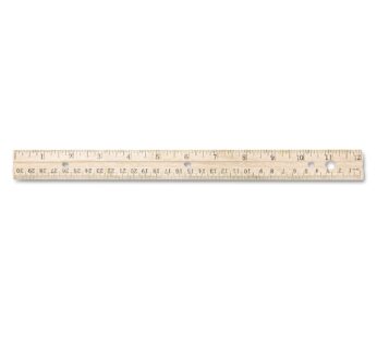Westcott Hole Punched Wood Ruler English (in) and Metric (cm) with Metal Edge, 12 Inches,