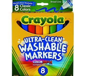 Crayola 8 Ct Broad Line Washable Markers, Assorted Colors, 656820