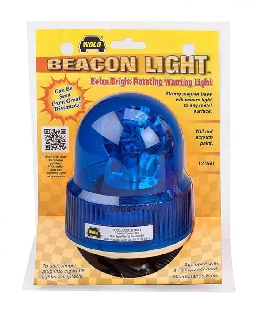 Wolo (3105-B) Beacon Light Rotating Emergency Warning Light - 12 Volt, Blue Lens - Image 2