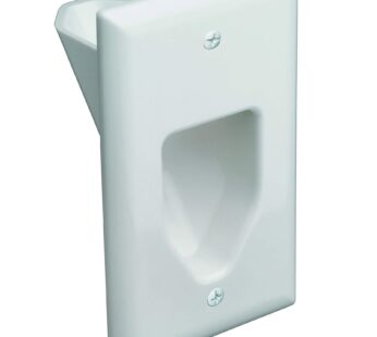 DATA COMM Electronics 45-0001-WH 1-Gang Recessed Low Voltage Cable Plate – White