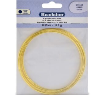 Beadalon Carbon Steel Memory Wire, Round, Necklace, Gold Color, 0.5 oz, Approx. 18 coils