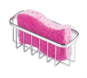 iDesign Gia Stainless Steel Dish Sponge Holder Basket with Suction Cups, Ideal for Kitchen
