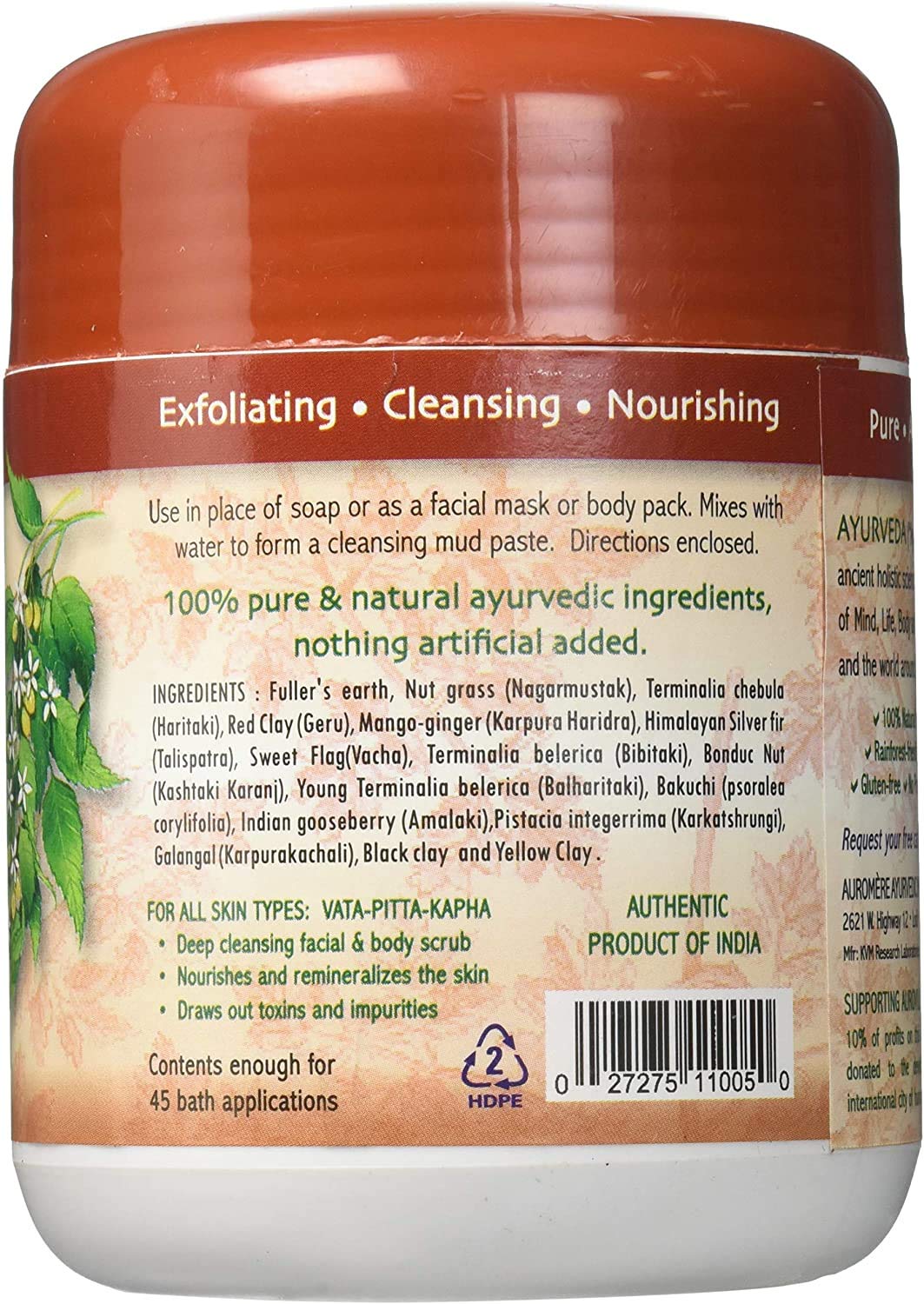 Auromere Ayurvedic Indian Healing Clay Mask for Natural Skin Care - Exfoliating Body Scrub - Image 7