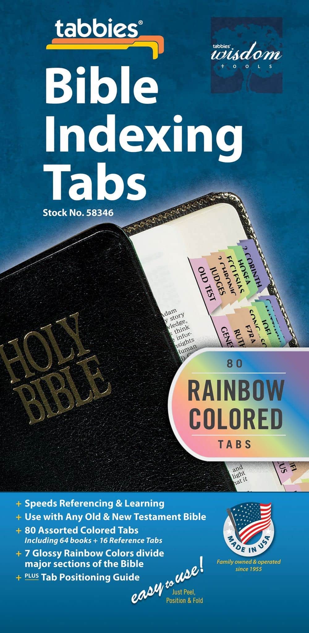 Tabbies Rainbow Bible Indexing Tabs, Old & New Testaments, 80 Tabs Including 64 Books & 16 - Image 2