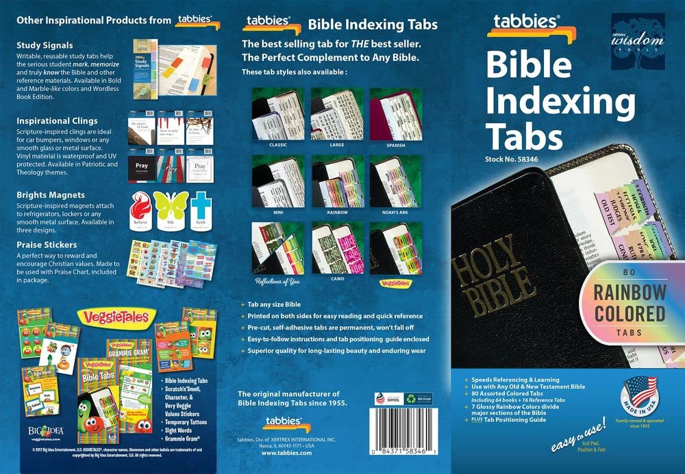 Tabbies Rainbow Bible Indexing Tabs, Old & New Testaments, 80 Tabs Including 64 Books & 16 - Image 9