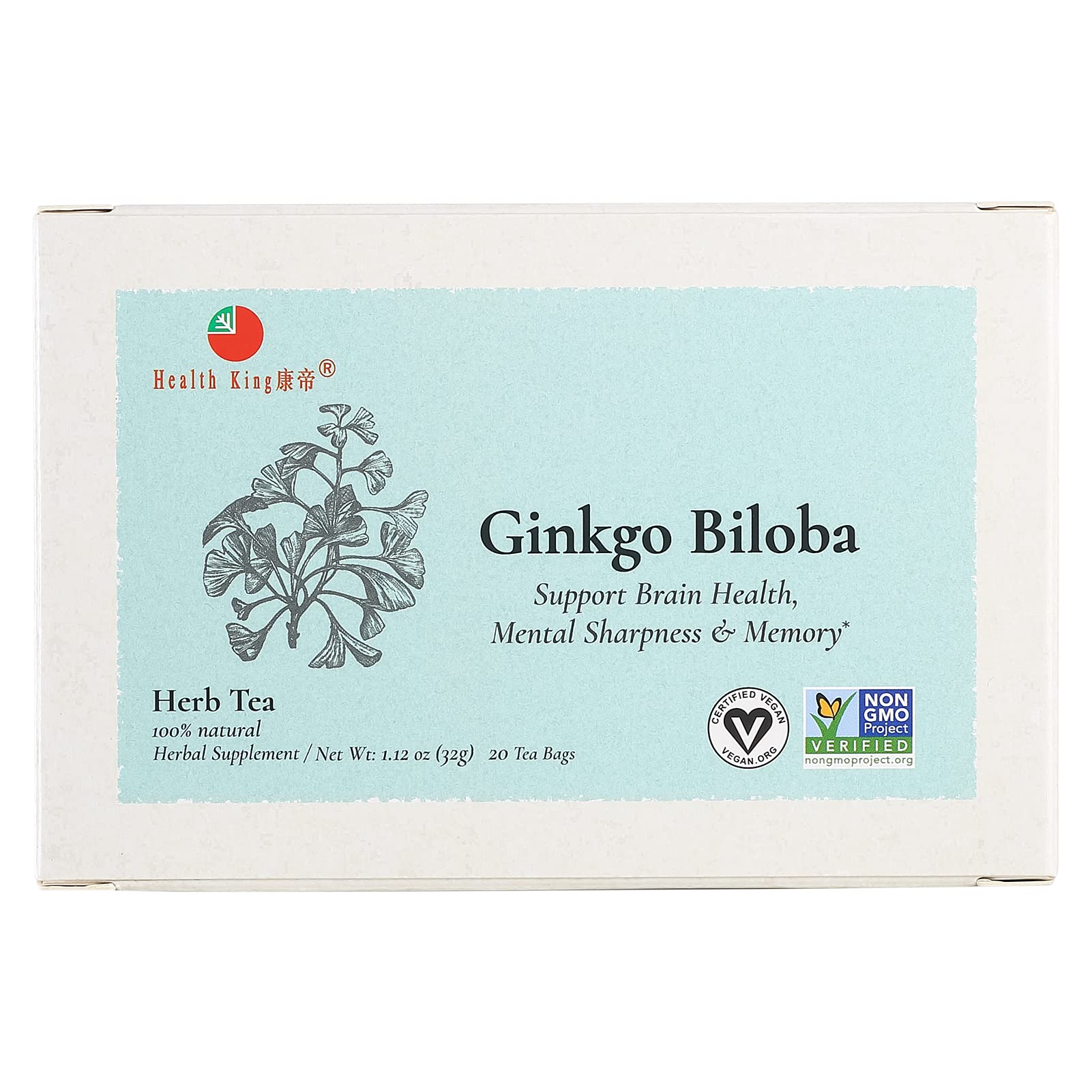 Health King Ginkgo Biloba Herb Tea, Teabags, 20 Count Box - Image 5
