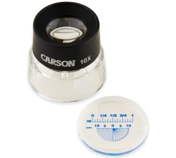 Carson LumiLoupe 10x Power Pre-Focused Stand Magnifier With Dual Lens and Snap-On Reticle